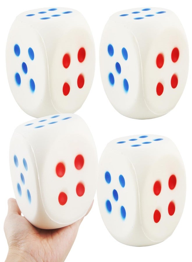 Cotiny 4 Pcs Jumbo Foam Dice Set 4 Inch Large Rounded Edge Playing Dice for Classroom Games Party Activities Kids Learning Math Indoor Outdoor Play (Color Style 1) - Image 1