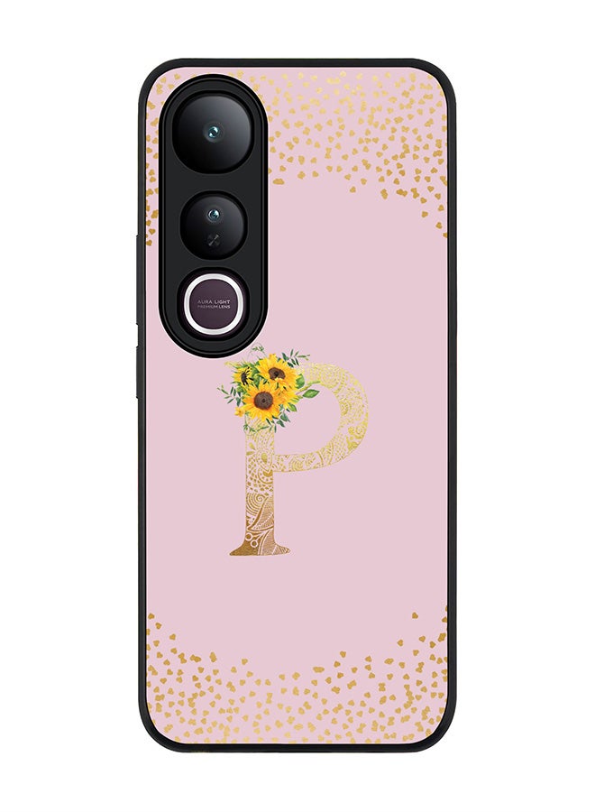 Stylizedd For vivo V50 Lite Case,Slim fit Camera Protection, Shockproof Thin Phone cover  - Custom Floral Monogram - P  (Pink )