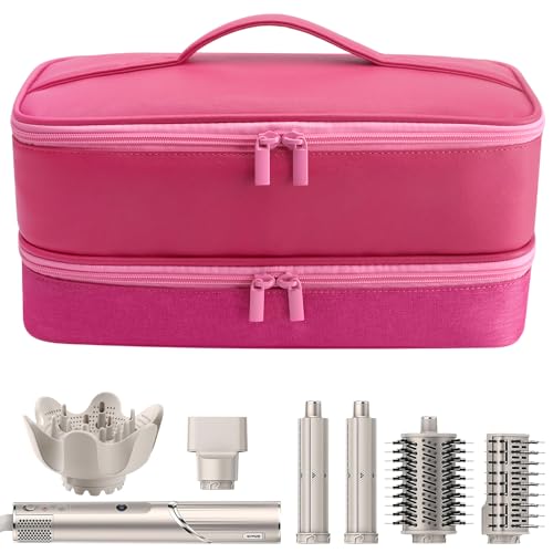 Adworte Travel Carrying Case for Hair Dryer for Shark Flexstyle Double-Layer Hair Accessories Tools Storage Bag for Revlon Hairdryer Styler Organizer (P-Pink) - Image 1