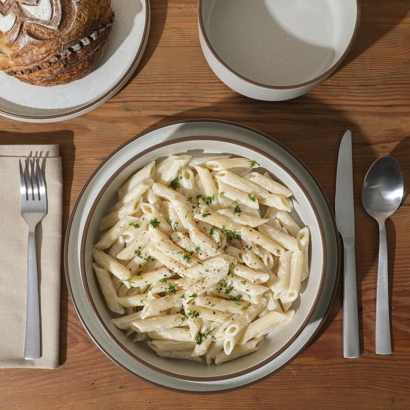 Gibson Elite Gelston Stoneware Matte Reactive Glaze 16 Piece Service for 4 Plates and Bowl Dinnerware Set  Cream - Image 3