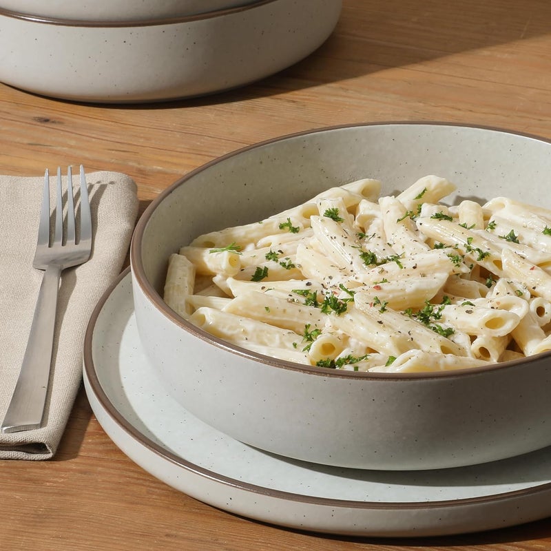 Gibson Elite Gelston Stoneware Matte Reactive Glaze 16 Piece Service for 4 Plates and Bowl Dinnerware Set  Cream - Image 2