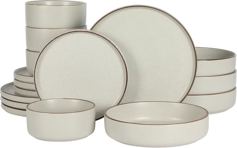 Gibson Elite Gelston Stoneware Matte Reactive Glaze 16 Piece Service for 4 Plates and Bowl Dinnerware Set  Cream - Image 1