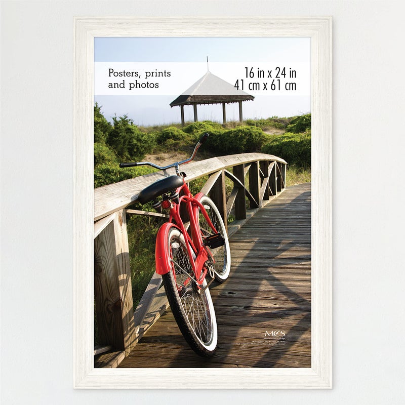 MCS Museum Poster Frame 16x24 White Woodgrain Vertical  Horizontal Wall Hanging Large Picture Frame for Photos Posters  Art Prints 1Pack