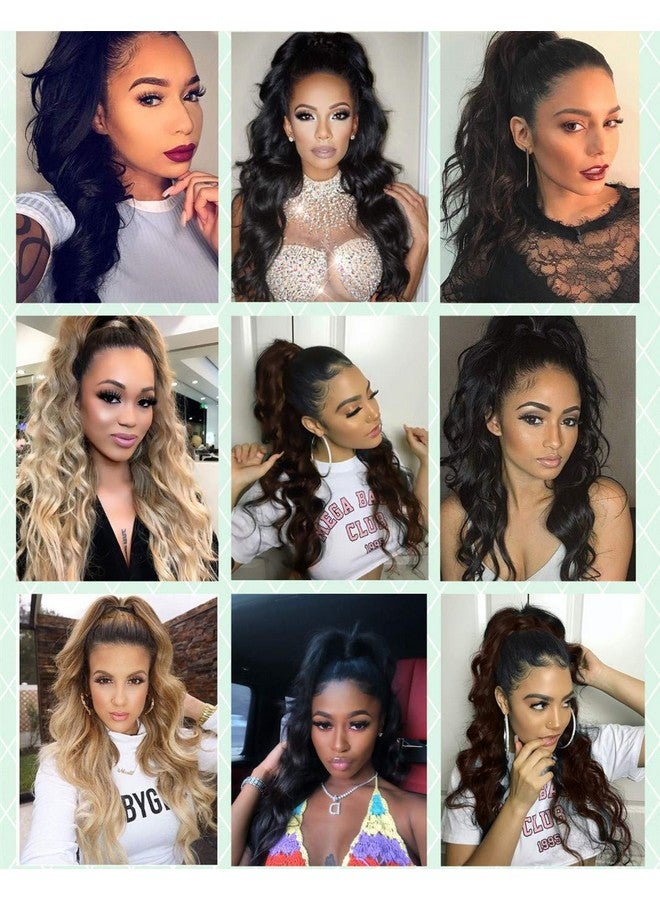 CINHOO 24 Inch Long Body Wavy Gray Drawstring Ponytail Extension For Black Women Clip In Ponytail Hair Extension Synthetic Curly Wavy Pony Tail Hairpiece For Women (24Inch Gray) - Image 3