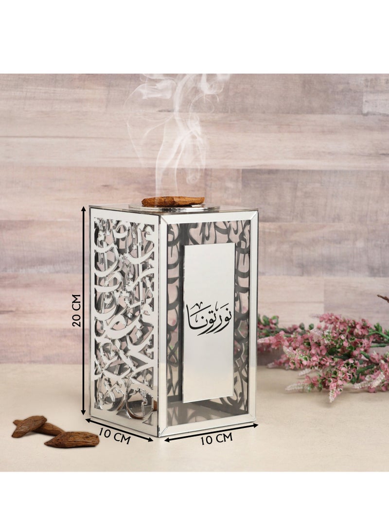 Story Of Candle An Arabic-decorated incense burner made of shiny, transparent acrylic, bearing a distinctive Arabic phrase. - Image 2