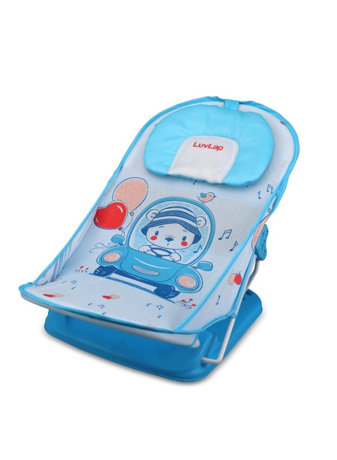 Luvlap Jungle Tales Baby Bather for Baby 3-12 Months, Baby Bath Chair, 3 Position Adjustable, Washable Soft Mesh, for Babies Upto 9 Kg, Large Seat (Multicolor)