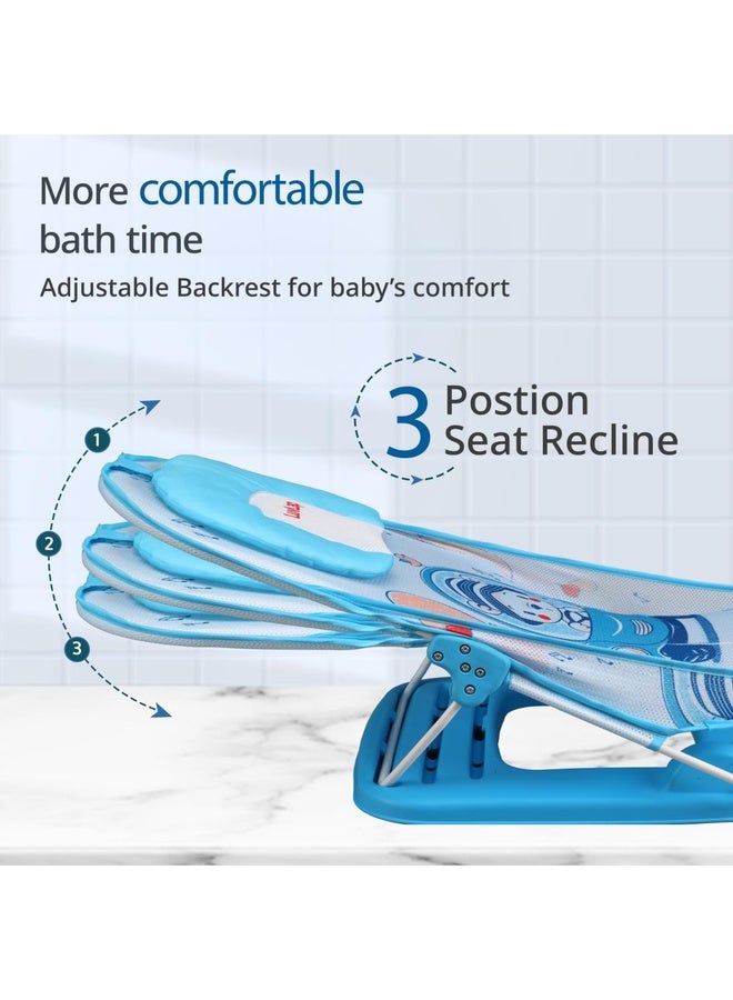 Luvlap Jungle Tales Baby Bather for Baby 3-12 Months, Baby Bath Chair, 3 Position Adjustable, Washable Soft Mesh, for Babies Upto 9 Kg, Large Seat (Multicolor) - Image 3
