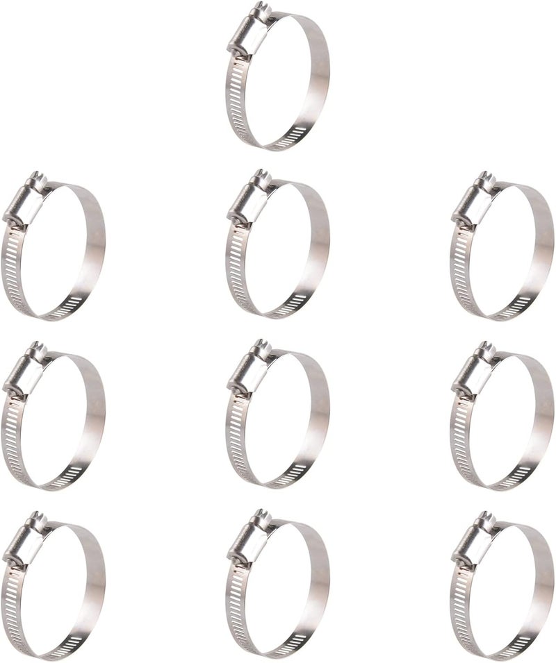 WIN-LONG Stainless Steel 2'' Hose Clamps, 10PK SAE 36 Worm Gear Hose Clamps Adjustable 1 3/4 Inch-2 3/4 Inch (45-70mm) for Automotive Plumbing, 2 1/2'', 2.5'', 2 1/4'' Hose Clamps - Image 1