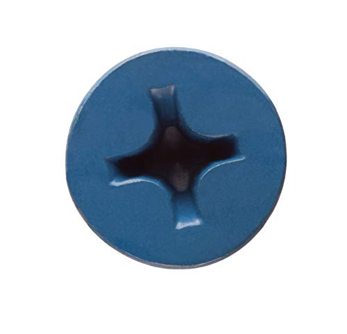 CONFAST 1/4" x 2-3/4" Blue Flat Phillips Concrete Screw Anchor with Drill Bit for Anchoring to Masonry, Block or Brick (100 per Box) - Image 2