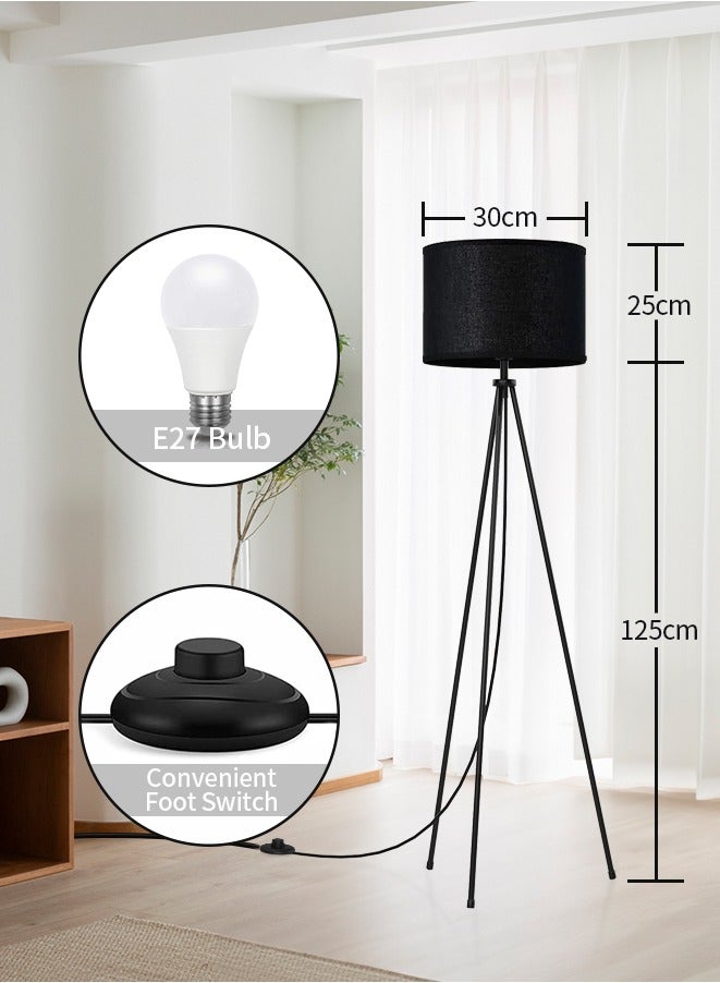 Sumkyle Tripod Floor Lamp with 3 Color Temperatures LED Bulb, Modern Standing Lamp with Black Lampshade, LED Floor Lighting for Living Room, Bedroom, Office (Black) - Image 5