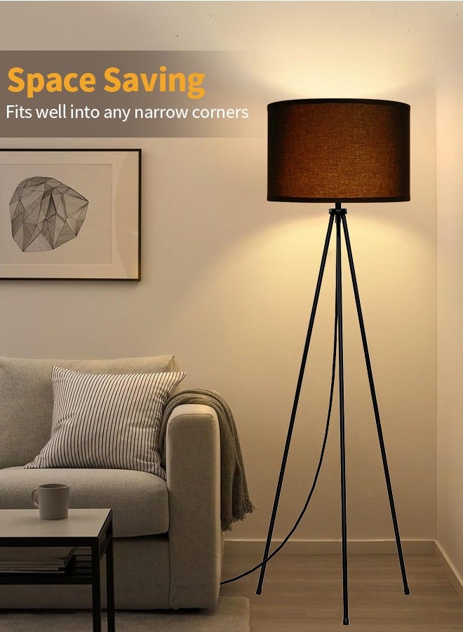 Sumkyle Tripod Floor Lamp with 3 Color Temperatures LED Bulb, Modern Standing Lamp with Black Lampshade, LED Floor Lighting for Living Room, Bedroom, Office (Black) - Image 3