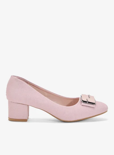 Pink Step Low Block Heeled Pump