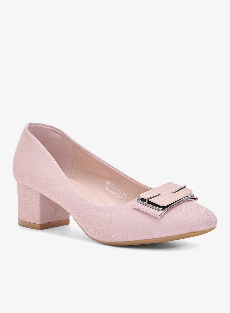 Pink Step Low Block Heeled Pump - Image 2