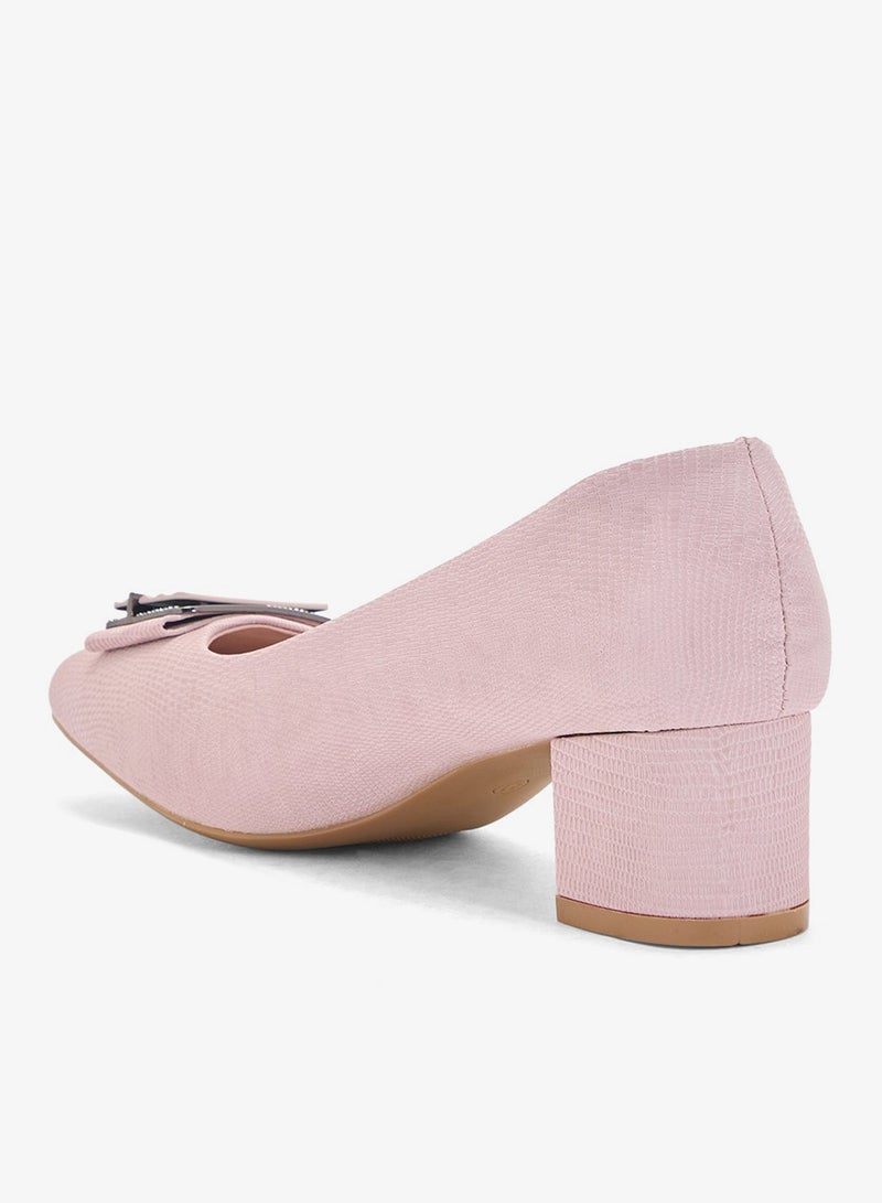 Pink Step Low Block Heeled Pump - Image 3