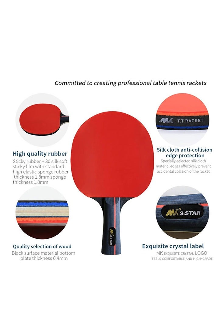 Mstar Ping Pong Paddle Set, 3 Star Performance-Level Portable Table Tennis Set with Retractable Ping Pong Net, 4 Professional Table Tennis Rackets, 6 Balls, Storage Case, for Tournament Play - Image 4