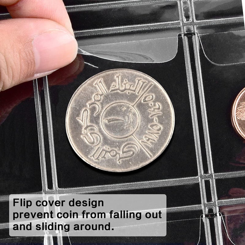 ANKHOH 12 Sheets Coin Collection Supplies Pages, Collecting Book Album Protectors Sleeves with Standard 9 Hole for Coin Binder, Currency Holder Storage for Pennies, Quarters Stamp (42 Pocket per Sheet) - Image 2