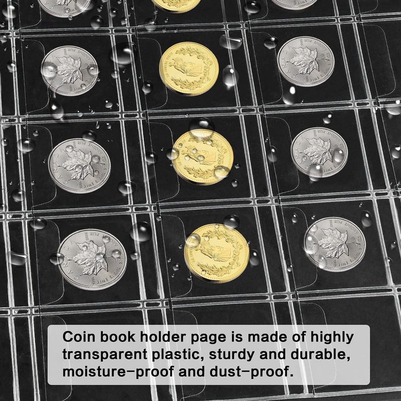 ANKHOH 12 Sheets Coin Collection Supplies Pages, Collecting Book Album Protectors Sleeves with Standard 9 Hole for Coin Binder, Currency Holder Storage for Pennies, Quarters Stamp (42 Pocket per Sheet) - Image 3