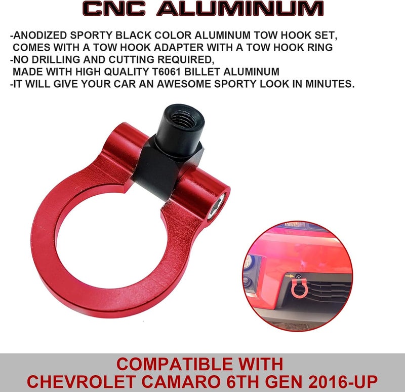 XOTIC TECH x Aluminum Alloy Racing Sport Tow Hook Fit 2016+ Chevrolet Camaro 6 Generation Red - Image 4
