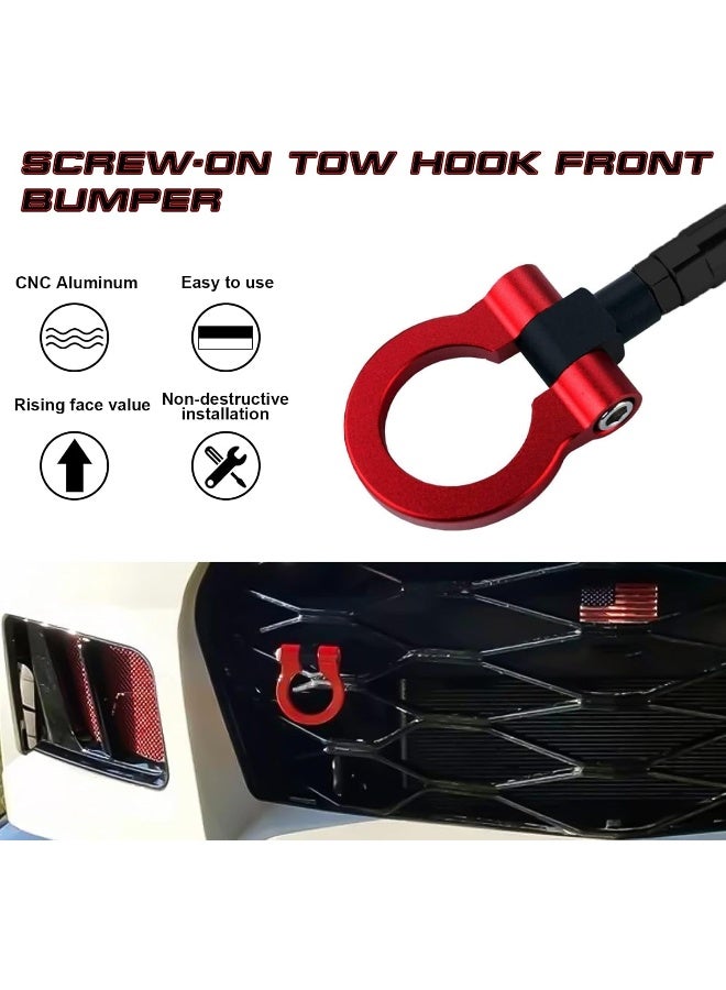 XOTIC TECH x Aluminum Alloy Racing Sport Tow Hook Fit 2016+ Chevrolet Camaro 6 Generation Red - Image 3