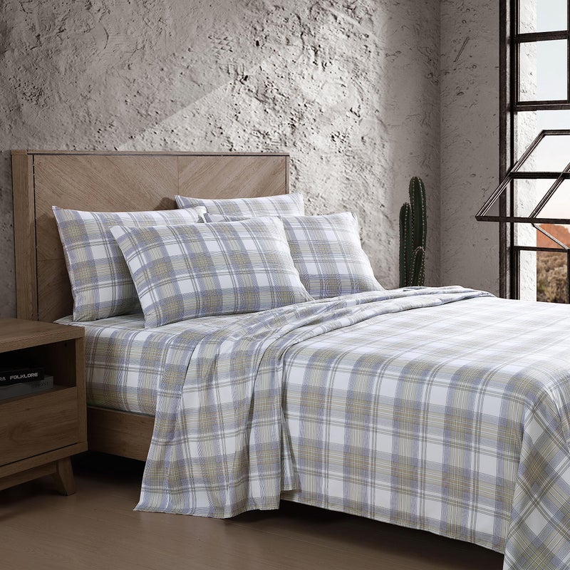 Wrangler- Full Sheet Set  Silky & Lightweight Bedding Set  Casual Home D?cor (Dayton Valley Plaid Beige  Full) - Image 2