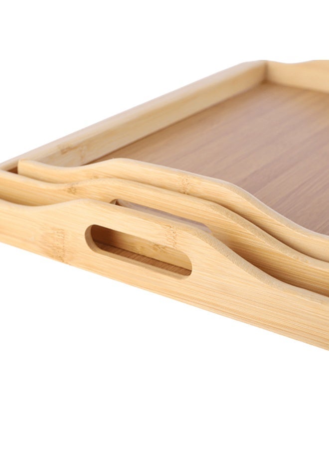 Alsaif home Rectangular Wooden Serving Tray Set – 3 Pieces in Different Sizes with Practical Elegant Handles - Image 3