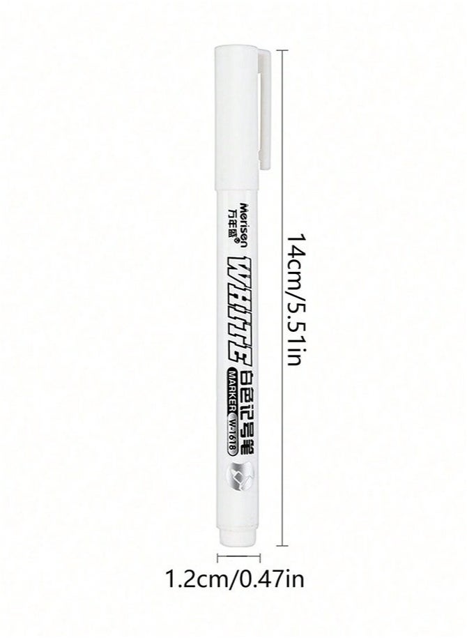 Merisen 5 Pack White Marker, 1mm Extra Fine Tip White Paint Marker Permanent for Wood Rock, Plastic, Leather, Glass, Stone, Metal, Canvas, Ceramic, Fabric, Tire (White)  - Image 2
