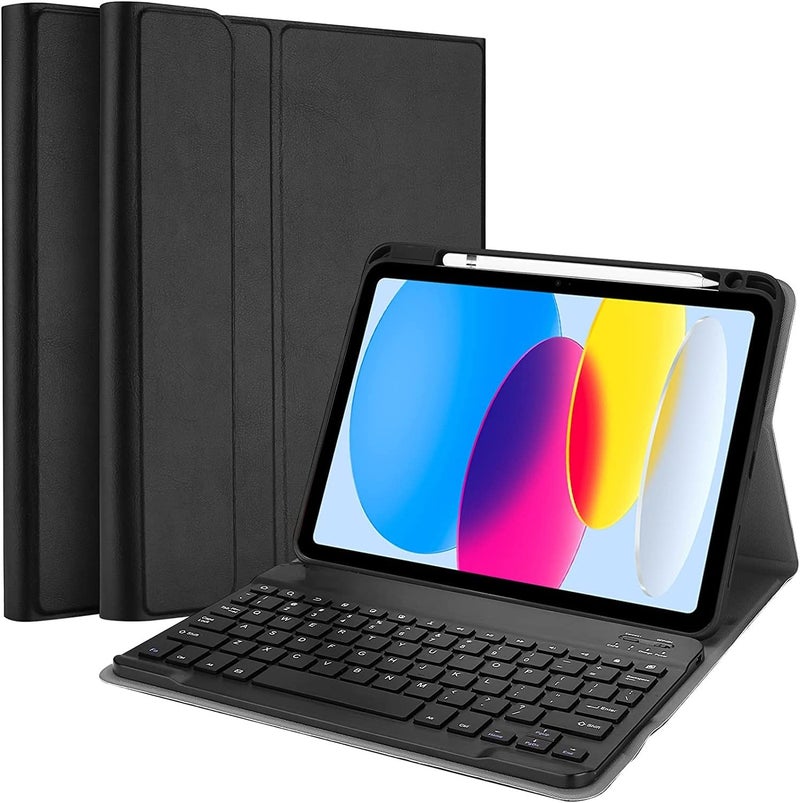typecase Keyboard Case for iPad 10th Gen & New iPad 11th (A16, 2025), Multi Angle Flip Cover Stand with Pencil Holder, Scissor Keys, Magnetically Detached Protective Wireless Keyboard (Black) - Image 1