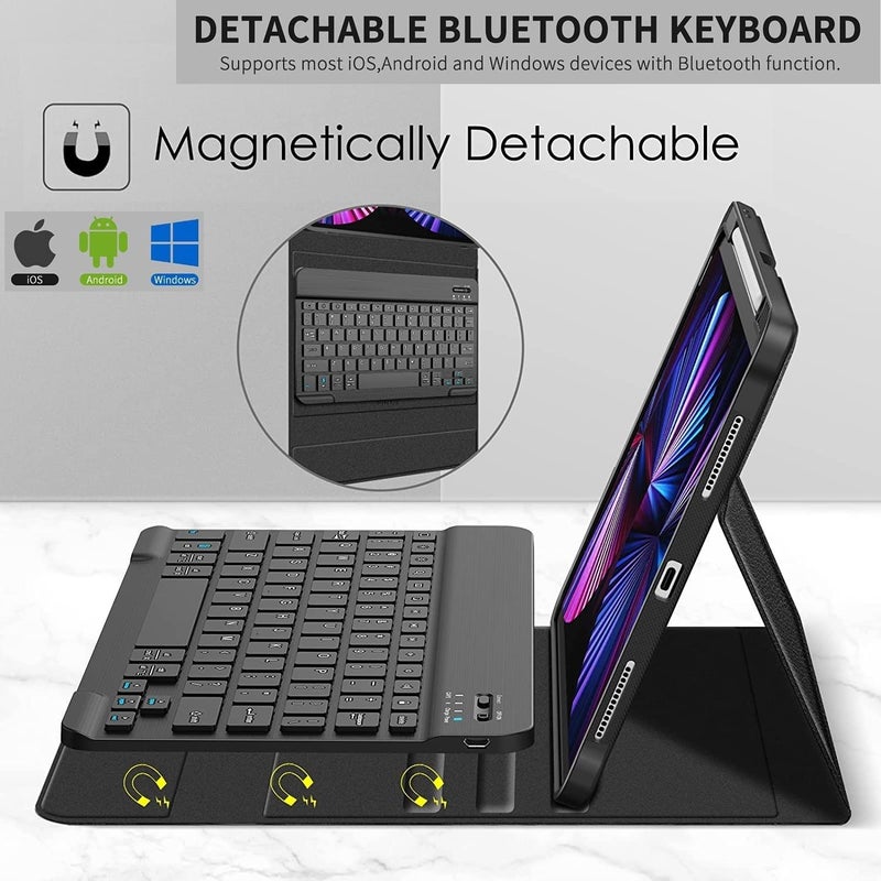 typecase Keyboard Case for iPad 10th Gen & New iPad 11th (A16, 2025), Multi Angle Flip Cover Stand with Pencil Holder, Scissor Keys, Magnetically Detached Protective Wireless Keyboard (Black) - Image 5