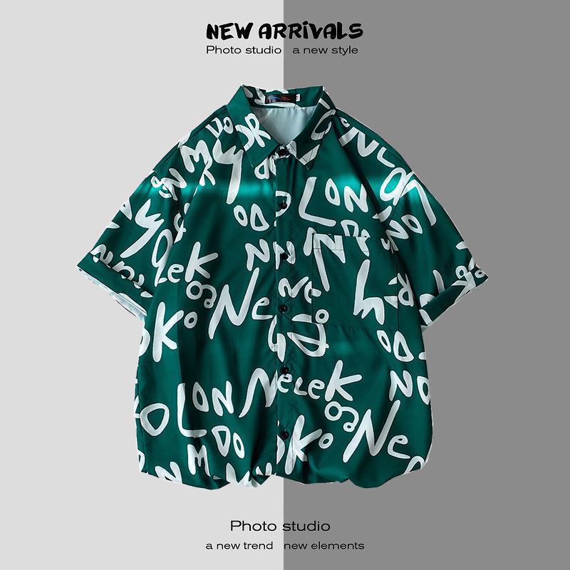 Thai Short-Sleeved Printed Shirt for Men on the Beach, Handsome Retro Hong Kong Style Vintage Floral Versatile Trendy Wholesale - Image 1