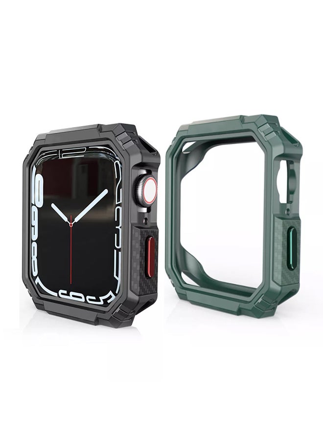 O Ozone 2 Pack Case Compatible with Apple Watch Series 10 46mm , Shockproof Ultra-Thin Hard PC Bumper Case All-Around Edge Protective Cover Frame for iWatch Accessories 46mm - Black & Green - Image 1