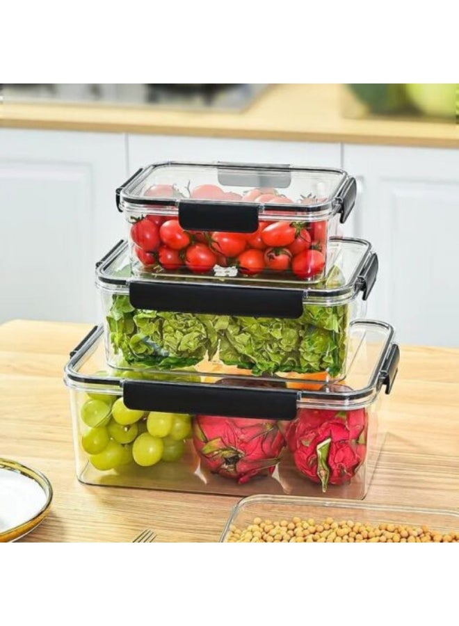كيتشينو حاويات تخزين طعام مانعة للتسرب من 3 قطع مع اغطية | مجموعة غداء كيتشينو للساندويتش والسلطة، شفافة (600 -1500-3300 ) مل - Image 2