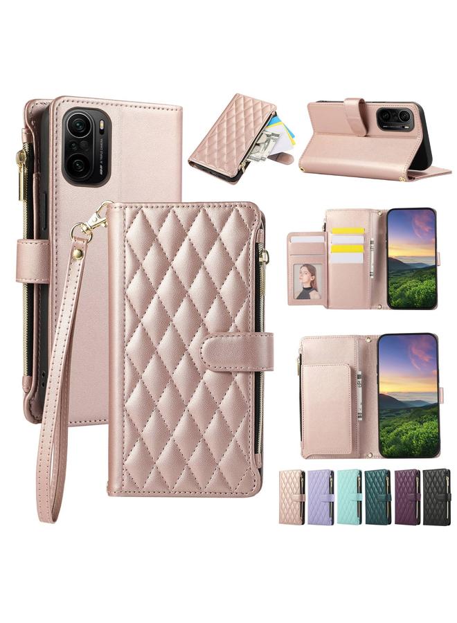 اس-توب جراب هاتف Redmi K40 محفظة جلدية بسحاب معيني الشكل - Image 1