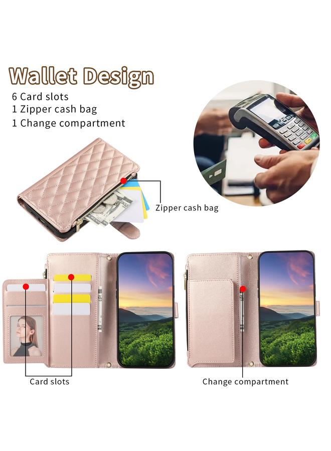 اس-توب جراب هاتف Redmi K40 محفظة جلدية بسحاب معيني الشكل - Image 4