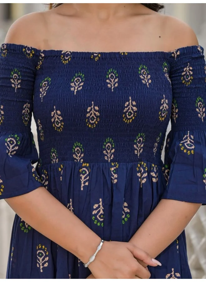 أيه كيه إس Indigo Off Shoulder tiered Maxi dress
