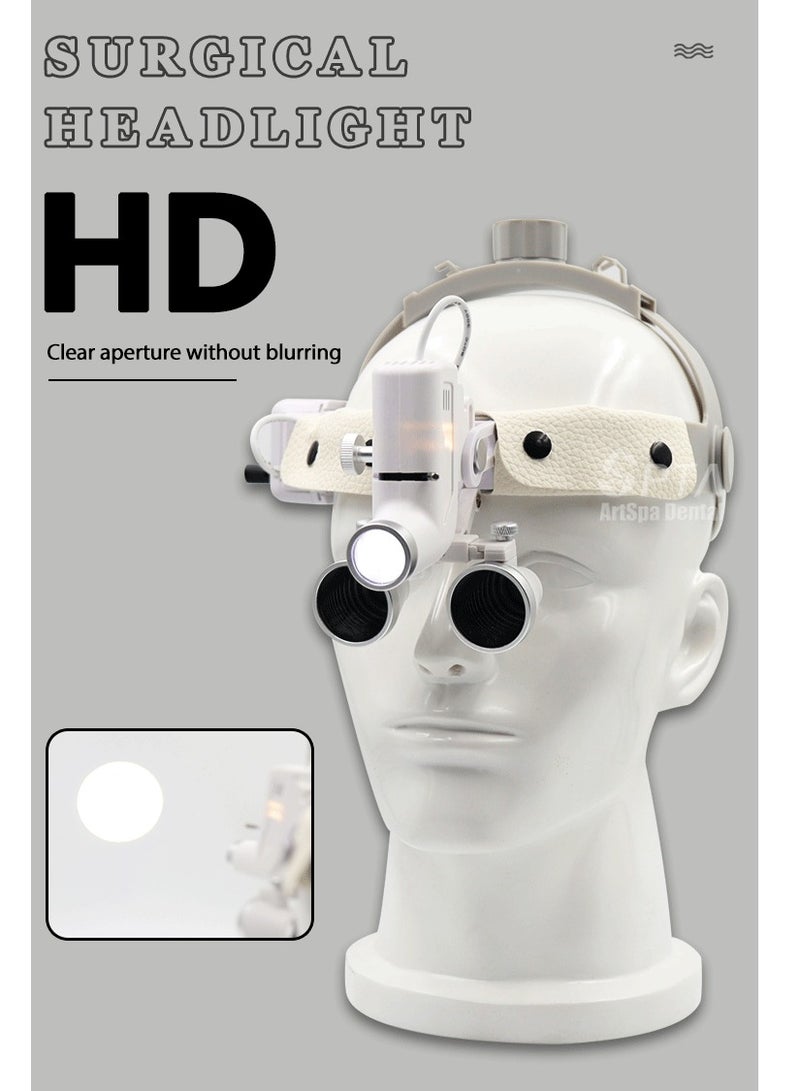 مصباح أمامي للأسنان 5 وات LED، مصباح أمامي عالي الجودة بتكبير 5 وات، مع عدسة مكبرة طبية للأنف والأذن والحنجرة 2.5X 3.5X من النوع الجراحي البصري - Image 2