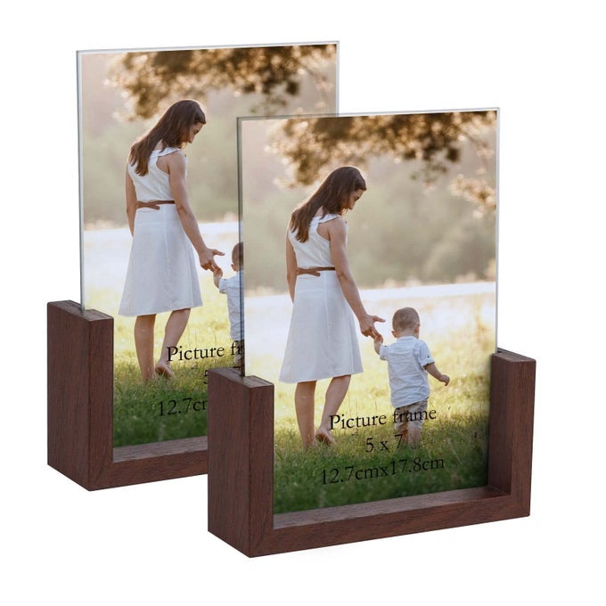 5X7 PICTURE FRAME DOUBLESIDED RUSTIC PHOTO FRAMES WITH USHAPE WOODEN BASE FOR 5 BY 7 INCH PHOTO DISPLAY 2 PACK