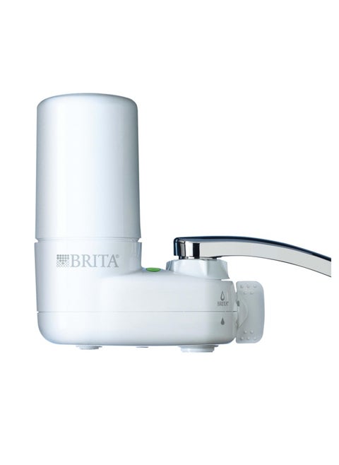 Brita Tap Water Filter System  Water Faucet Filtration System With Filter Change Reminder  Reduces Lead  Bpa Free  Fits Standard Faucets Only - Basic  White