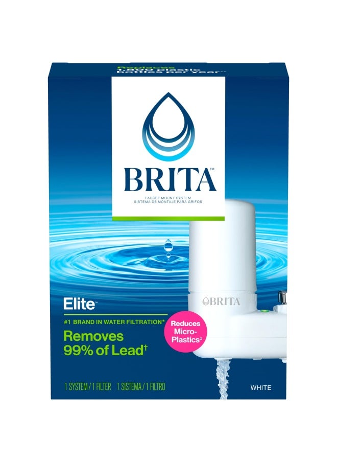 Brita Tap Water Filter System  Water Faucet Filtration System With Filter Change Reminder  Reduces Lead  Bpa Free  Fits Standard Faucets Only - Basic  White