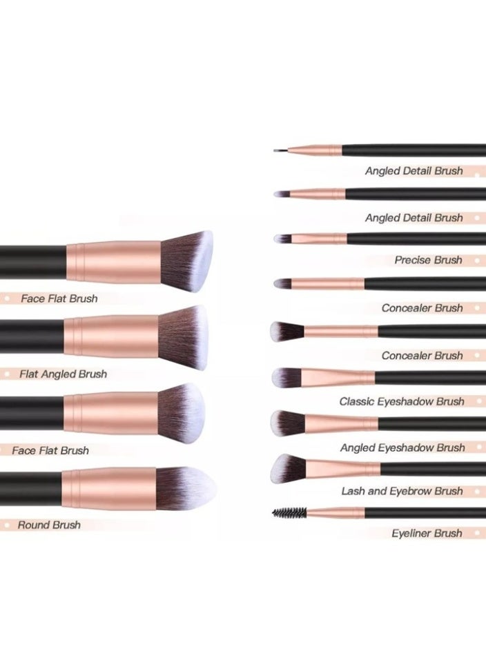 13-Piece Makeup Multi Use Brush Set Rose Gold/Black - Image 4