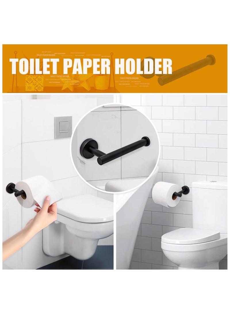 Bathroom Hardware Accessories Set, 5 pieces Bathroom Towel Holder Set, Wall Mounted Stainless Steel Accessories Kit Includes Towel Bar, Towel Ring, 2 Robe Towel Hooks, Toilet Paper Holder
