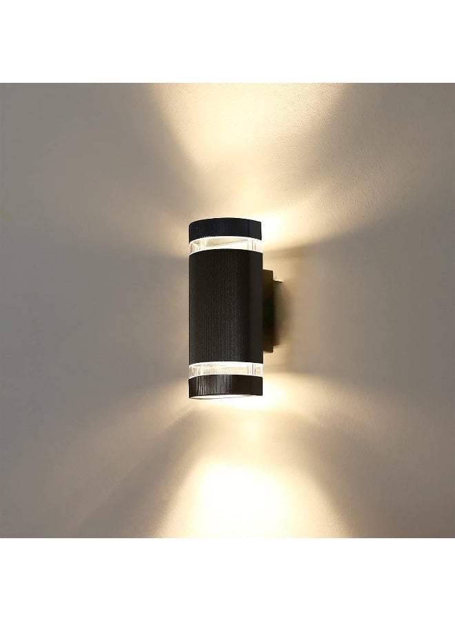 Generic HLFVLITE Outdoor Wall Light, Aluminum Up & Down Outside Wall Lighting Lantern, IP44 Waterproof Garden Lamp, Wall Mount Porch Light, Black Includes 2 5W 3200K Warm White Bulbs, DEN-233 - Image 1