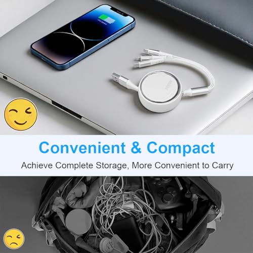 Verilux® Car Charger Cable 3 in 1 Fast Charger, PD 100W Retractable Car Cable with USB A/C to USB C/Lighting/Micro, 480Mbps Data Transfer for iPhone 17/16/15/14, Galaxy S24/S23, Android, Laptop, White - Image 5