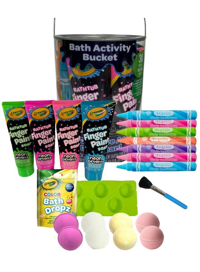 Crayola Bath Activity Bucket, 30 Piece Neon Set - Image 1