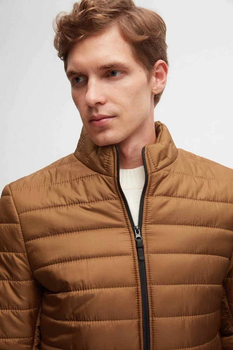 D'S DAMAT Slim Fit Cinnamon Windproof Fiber Filled Coat