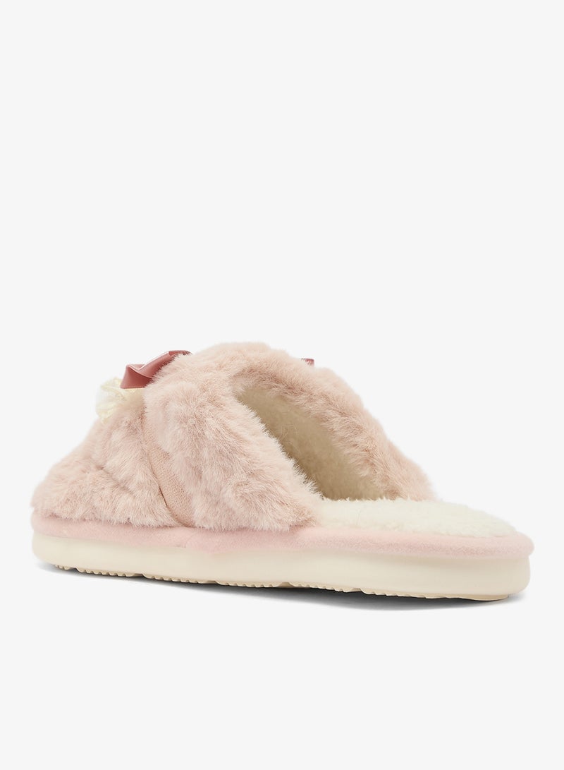 Ginger Bow Detail Cozy Bedroom Slippers - Image 2