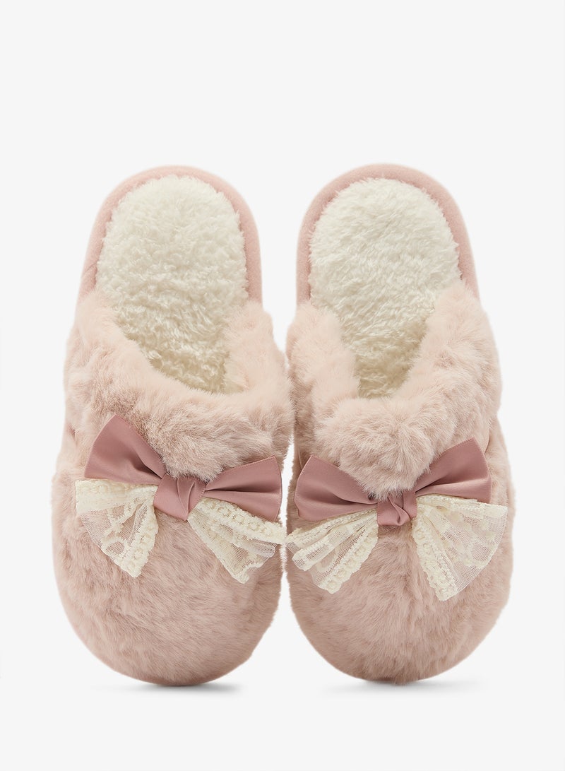 Ginger Bow Detail Cozy Bedroom Slippers - Image 4