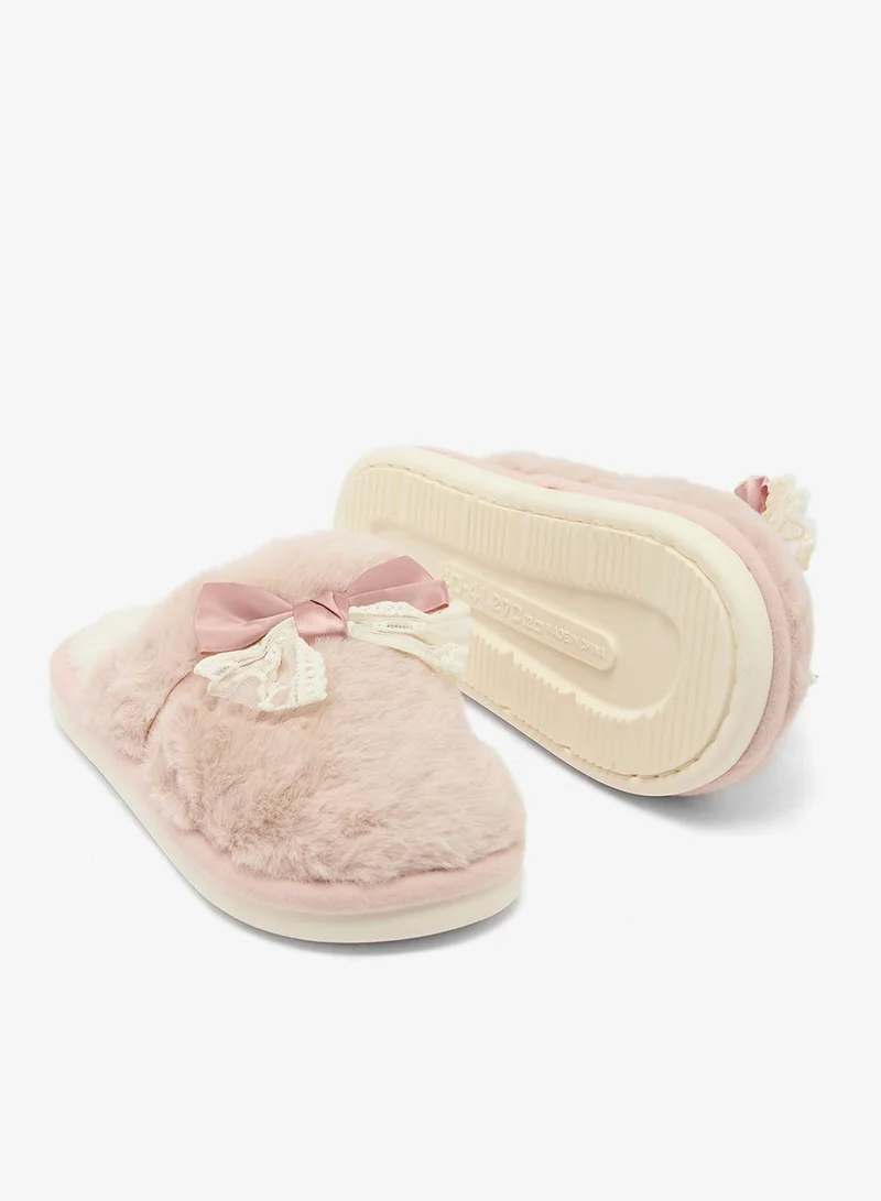 Ginger Pink Bow Detail Cozy Bedroom Slippers for Women | Best Price UAE