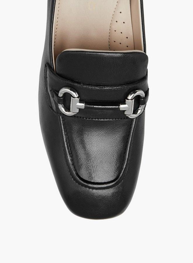 Paprika Metallic Accent Slip-On Loafers with Block Heels - Image 4