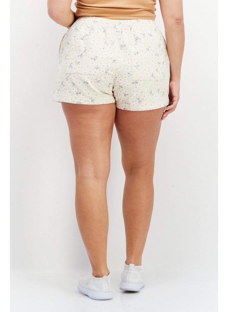 rvca Women Floral Basic Short, Beige Combo  - Image 3