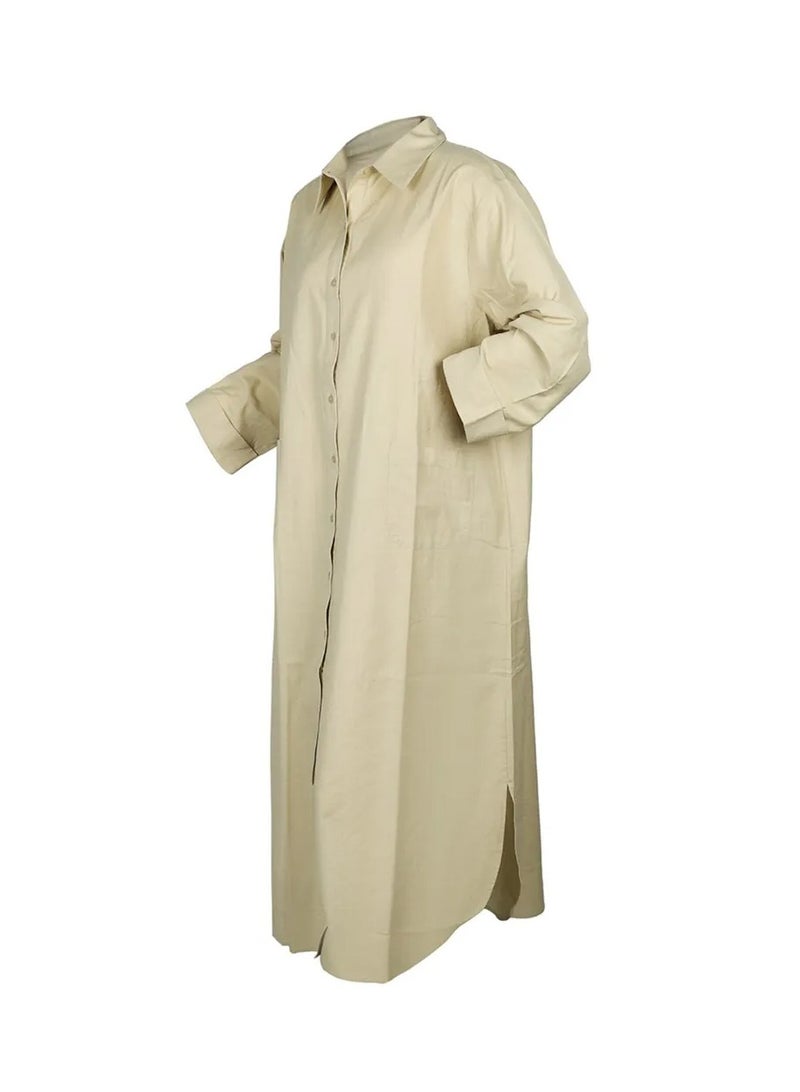 مشكاة جلابية مصنوعة من القطن مع ياقة قميص من مشكاة -M -  # MISH-VIN009 - Image 2